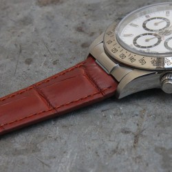 Bracelet 20-16 Alligator compatible Rolex Daytona déployante marron doré