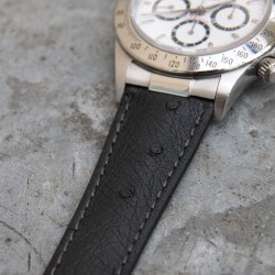 Bracelet 20-16 Autruche pour Rolex Daytona déployante noir Hirsch