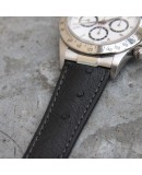 Watchstrap 20-16 for deployment buckle black Ostrich compatible Rolex Daytona Gold