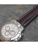 Bracelet 20-16 cuir waterproof compatible Rolex Daytona déployante marron foncé