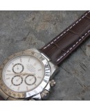 Watchstrap 20-16 for deployment buckle Gold Brown leather waterproof compatible Rolex Daytona Gold