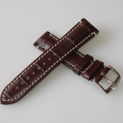 Bracelet Hirsch Viscount Alligator Marron Foncé 20mm 