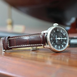 Watchstrap Hirsch Viscount Alligator dark brown 20mm