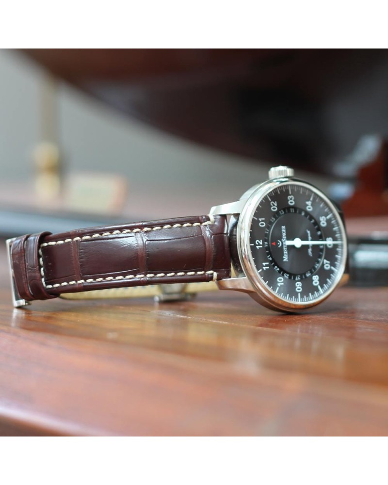 Bracelet Hirsch Alligator Marron Foncé 20mm