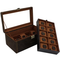 Coffret Cubano 20 XL Vitré en Cuir vintage pour 20 montres