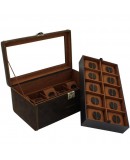 Coffret Cubano 20 XL Vitré en Cuir vintage pour 20 montres