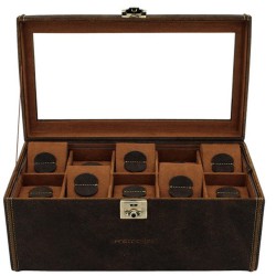 Coffret Cubano 20 XL Vitré en Cuir vintage pour 20 montres