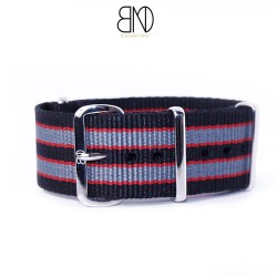 NATO Strap Goldfinger Grey red black 22mm