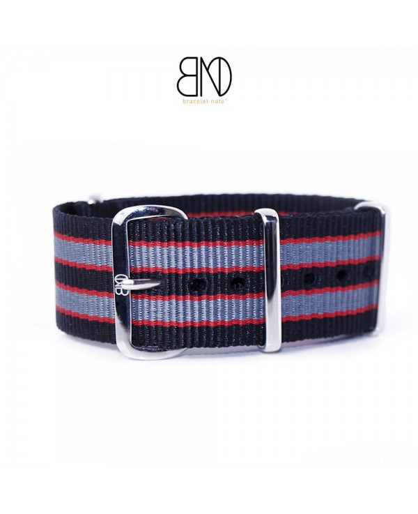 NATO Strap Goldfinger Grey red black 22mm