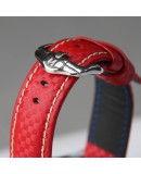 Bracelet Hirsch Carbone Rouge 22mm couture blanche
