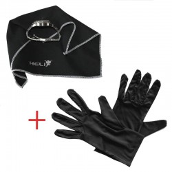 Pack microfibre - Gants et chiffon noirs