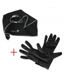 Pack microfibre - Gants et chiffon noirs