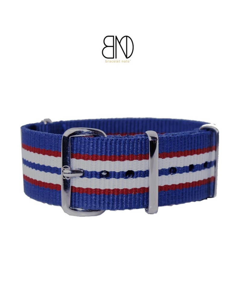 NATO Strap slim line blue white red 20mm