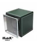 Watchwinder Swiss Kubik Single Green Leather white stiches