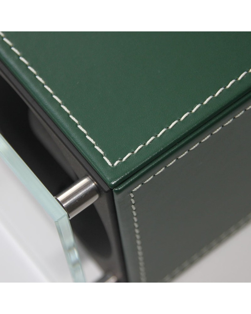 Watchwinder Swiss Kubik Single Green Leather white stiches