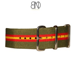 Bracelet NATO 22mm KAKI filet rouge jaune rouge