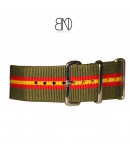 Bracelet NATO 22mm KAKI filet rouge jaune rouge