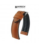 Bracelet Hirsch JAMES cuir lisse Performance Marron Doré 20mm