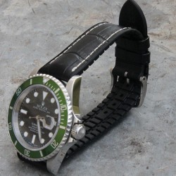 Watchstrap Hirsch GEORGE black 20mm and black rubber