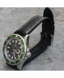 Bracelet de montre 20mm George Cuir noir et Caoutchouc noir
