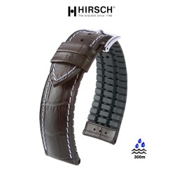 Watchstrap Hirsch GEORGE dark brown 22mm and black rubber