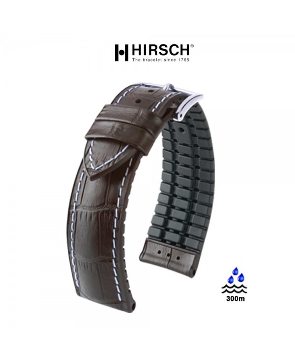Watchstrap Hirsch GEORGE dark brown 22mm and black rubber