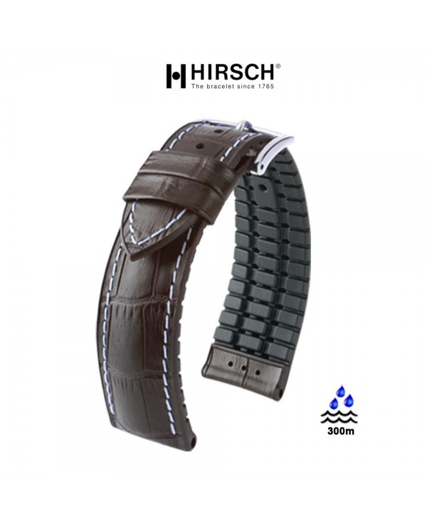 Watchstrap Hirsch GEORGE dark brown 22mm and black rubber Watchstrap Hirsch GEORGE dark brown 22mm and black rubber