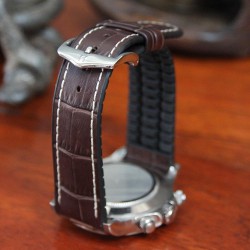 Watchstrap Hirsch GEORGE dark brown 22mm and black rubber