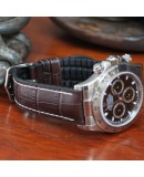 Bracelet de montre 22mm George Cuir Marron Foncé et Caoutchouc noir