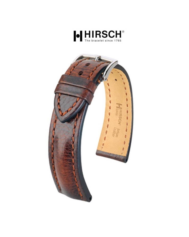 Watchstrap Hirsch LUCCA dark brown 22mm