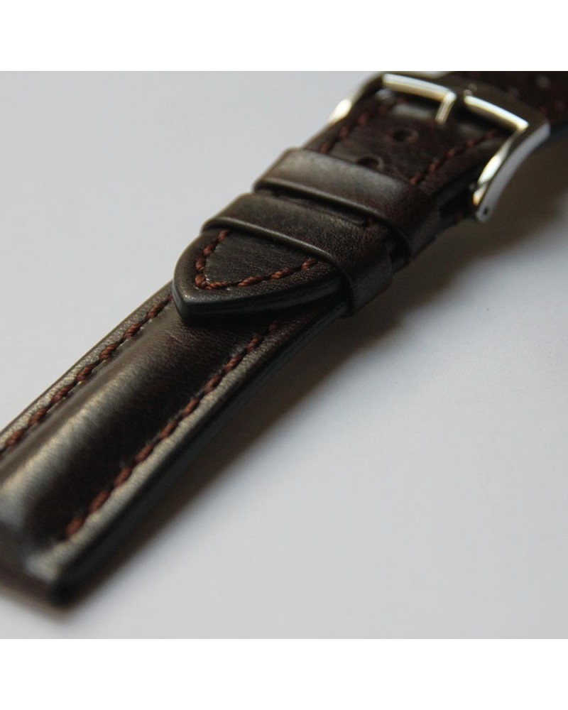 Watchstrap Hirsch LUCCA dark brown 22mm