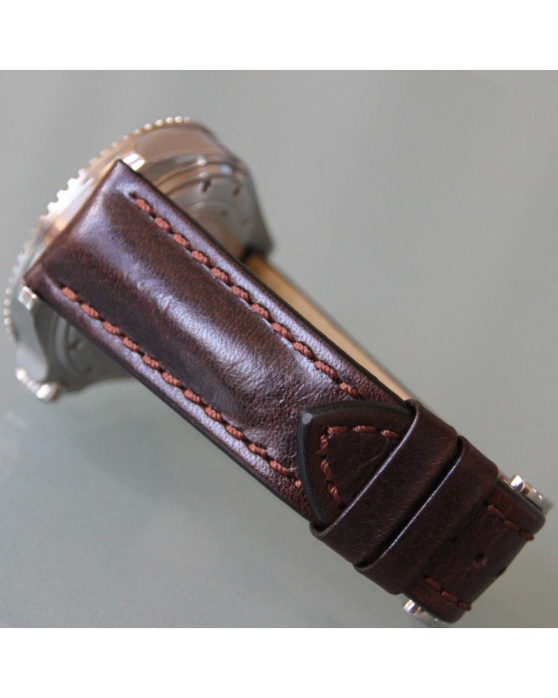 Watchstrap Hirsch LUCCA dark brown 22mm