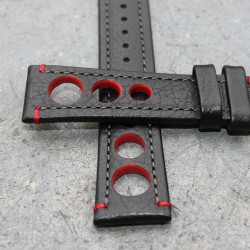 Bracelet Hirsch RALLY noir et rouge 20mm