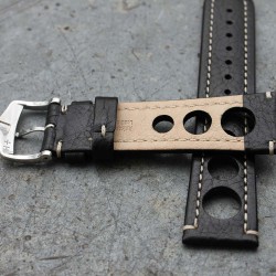 Watchstrap Hirsch Rally black 20mm black holes