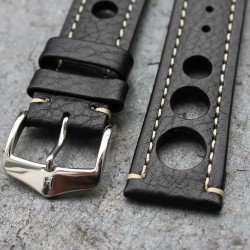 Watchstrap Hirsch Rally black 20mm black holes