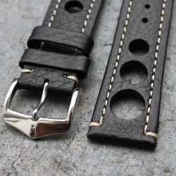 Bracelet Hirsch RALLY noir 22mm trous noirs