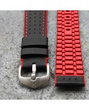 Watchstrap Hirsch ROBBY Red 22mm and black leather