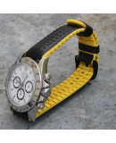 Watchstrap Hirsch AYRTON yellow 22mm and Carbone Leather Watchstrap Hirsch AYRTON yellow 22mm and Carbone Leather