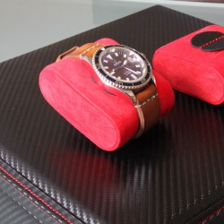 Valise 12 montres Carbon Noir intérieur Rouge