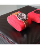 Valise 12 montres Carbon Noir intérieur Rouge