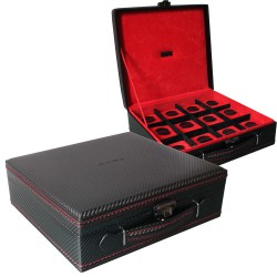 Valise 12 montres Carbon Noir intérieur Rouge