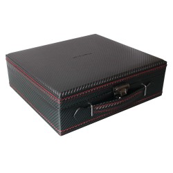 Valise 12 montres Carbon Noir intérieur Rouge