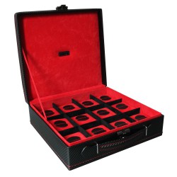 Valise 12 montres Carbon Noir intérieur Rouge