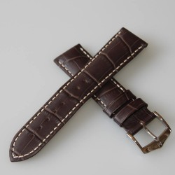 Watchstrap Hirsch Modena Dark Brown18mm white stiches