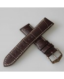 Watchstrap Hirsch Modena Dark Brown18mm white stiches