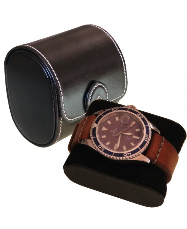 Watch case black leather London for one watch