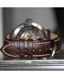 Watchstrap Hirsch Modena Dark Brown18mm white stiches