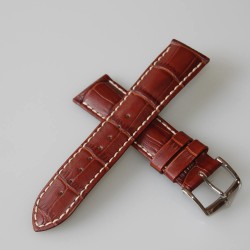 Watchstrap Hirsch Modena Light Brown18mm white stiches