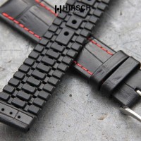 Bracelet de montre 20mm George Cuir noir couture noire