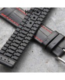 Watchstrap Hirsch GEORGE black and red stich 20mm on black rubber